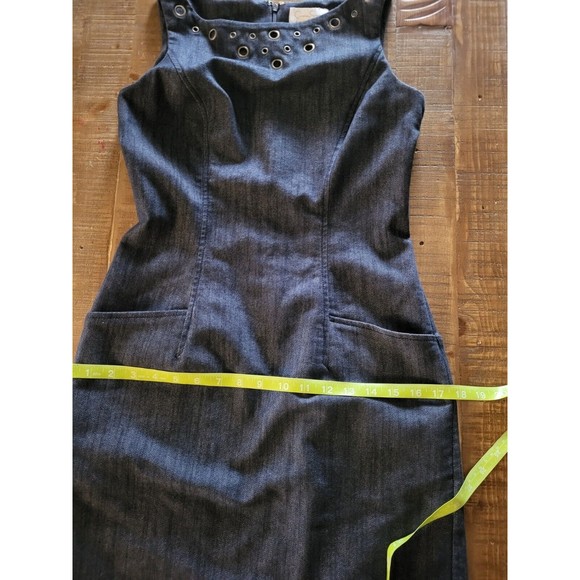 Jessica Simpson Size 4 Denim Blue Dress Eyelet Bodycon Stretch Knee Length - Picture 5 of 8